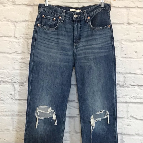 Levi’s W28 (US 6/7) Low Pro Straight Women’s Jeans Distressed A0964-0006 - Picture 4 of 12